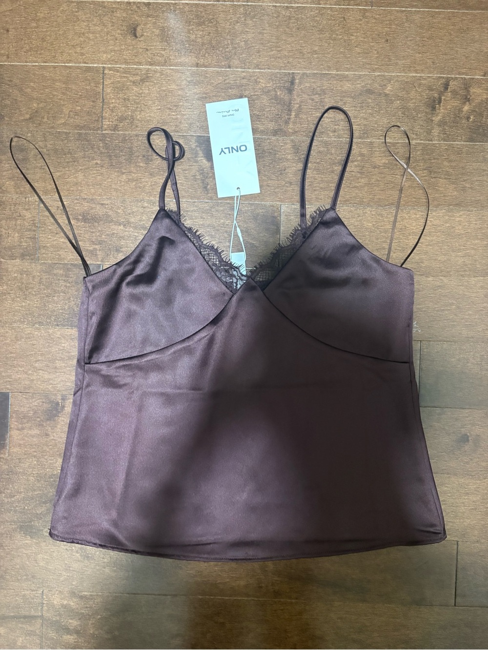 ONLY Faraya Lace Trim Satin Tank